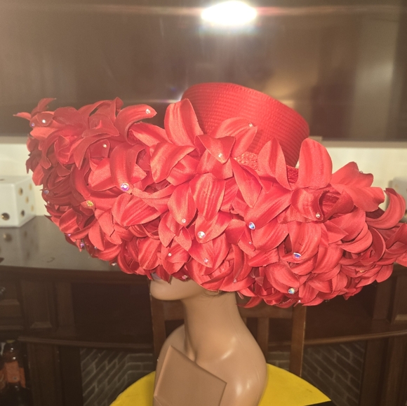 harrietrosebud Accessories - Elegant Red Floral Women's Hat